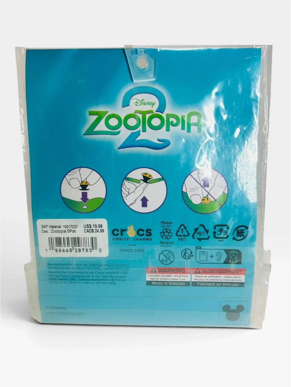 Official Disney Zootopia 2 Crocs Jibbitz Charms 5 Pack NWT Shoe Accessories  NEW